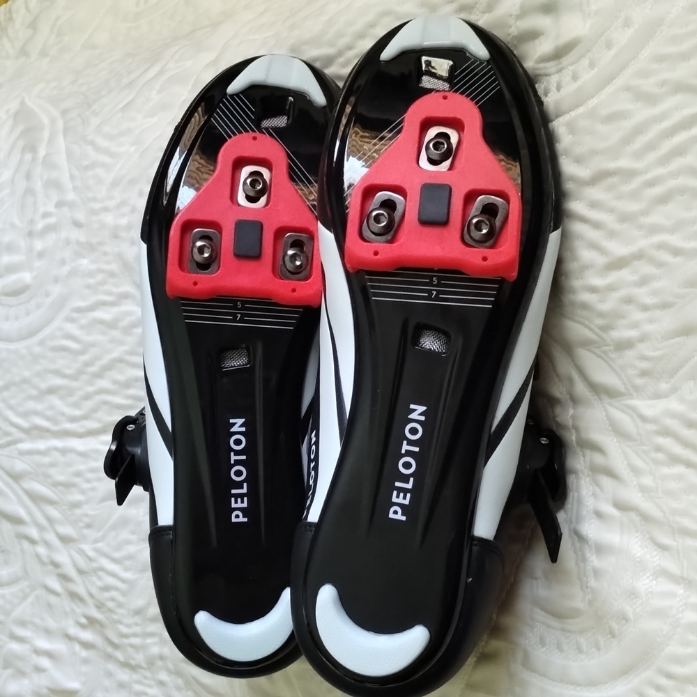 Peloton Shoes with Red and Black Accents